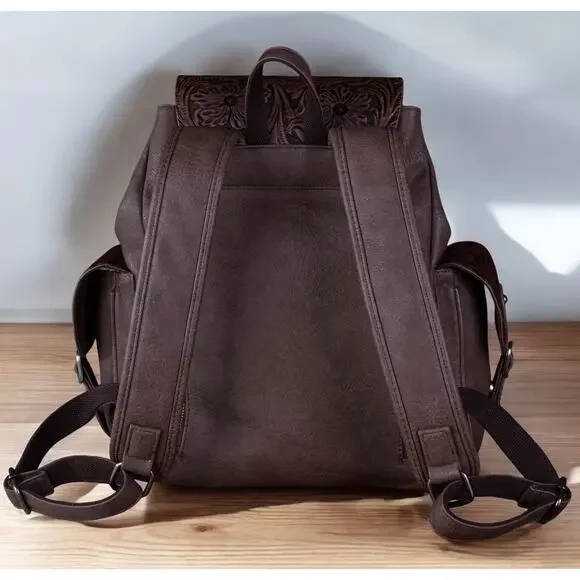 Wrangler Floral Tooled Backpack - Coffee *NEW in Package* Backpacks